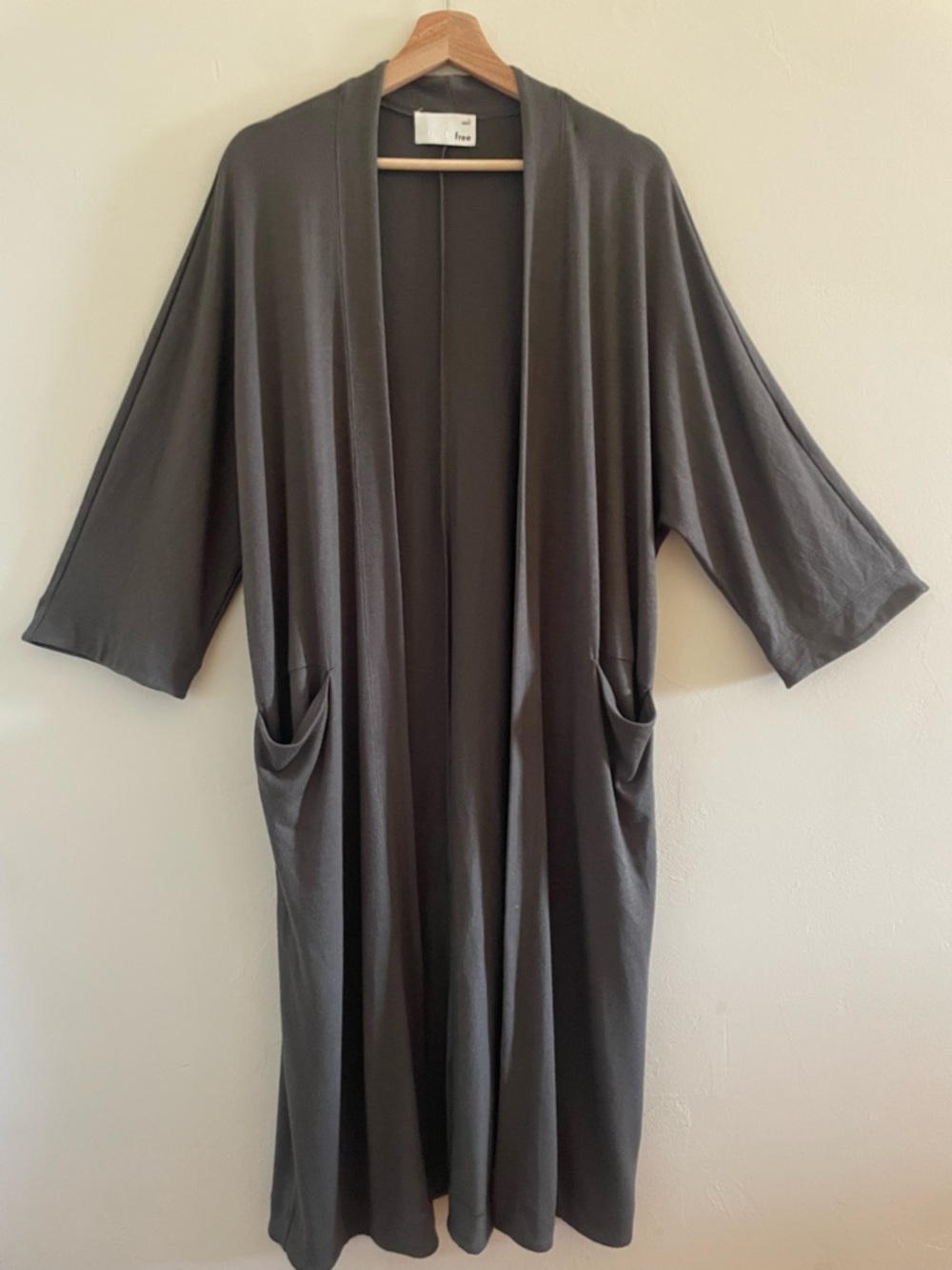 Wilfred Free Draped Open-Front Long Cardigan duster dark Olive green  size Large